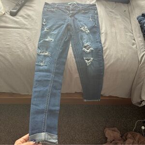 Women's Distressed Blue Jeans
